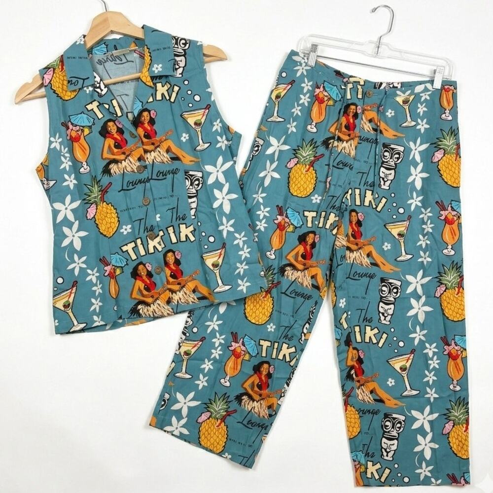 Vintage Hawaiian Kahala Rayon Shirt Pant Set Size S/8 Tiki Hula Made in Hawaii